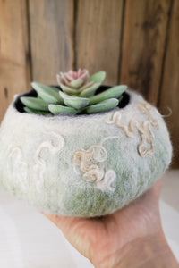 Lovely vase in pastel green, mint color. Fluffy succulent, cactus planter or jewelry box.