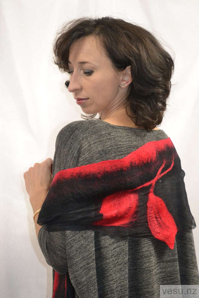 Black and red classic silk scarf 4405