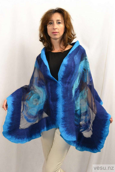 Blue madness. Handmade silk shawl 4534