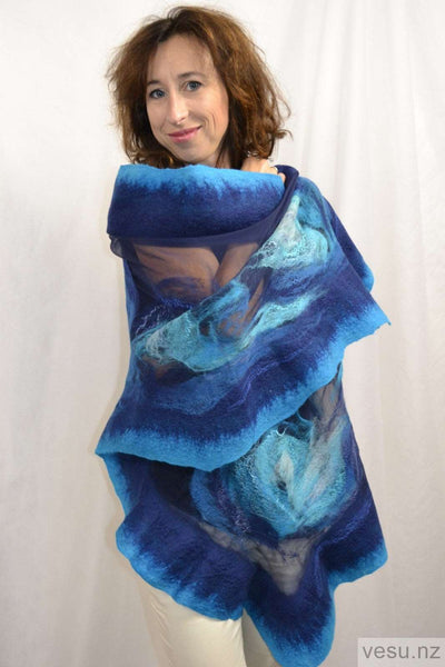 Blue madness. Handmade silk shawl 4534