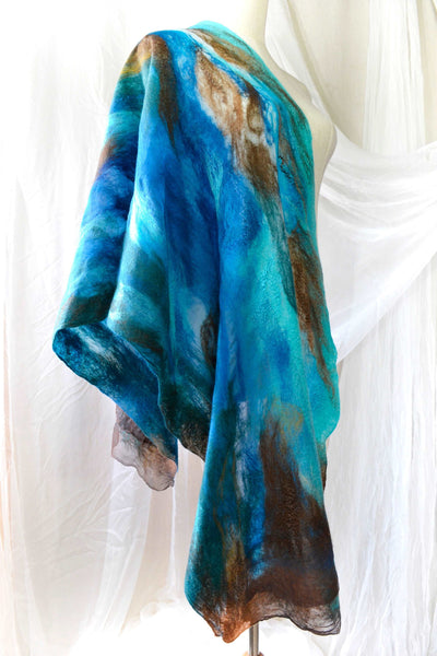 Amazing Turquoise shawl merino silk 4622