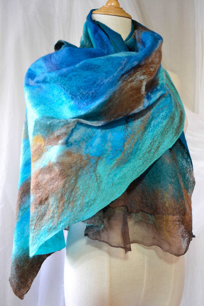 Amazing Turquoise shawl merino silk 4622