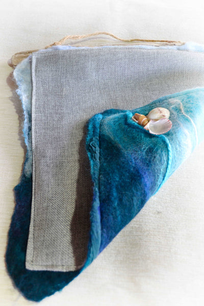 Ocean wave from merino and silk, wall hanging