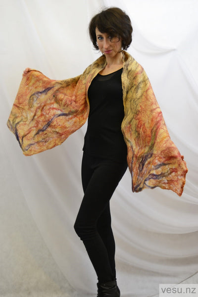 Silk shawl with merino wool beige 4260