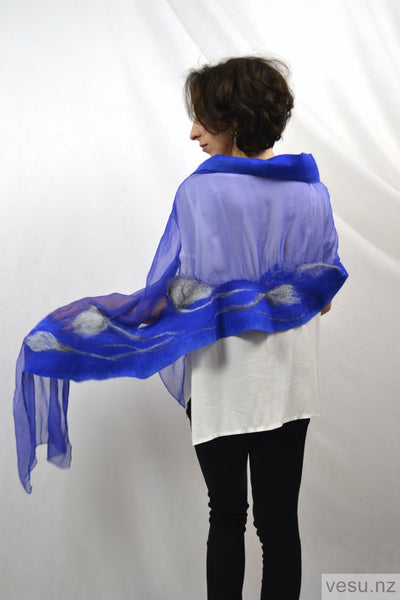 Merino wool with silk blue shawl 4275