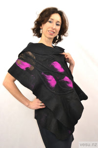 Handmade shawl silk and merino wool magenta 4278