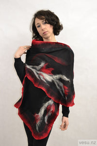 Large shawl black with red  4302