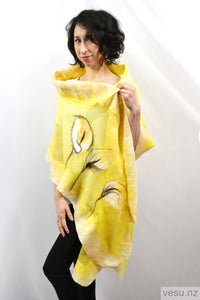 Large shawl with silk and merino wool yellow 4306