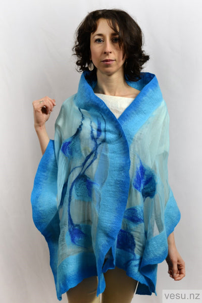 Turquoise silk shawl 4331