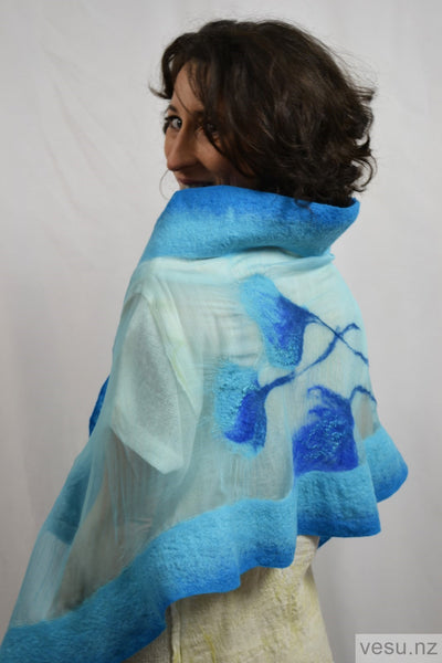 Turquoise silk shawl 4331