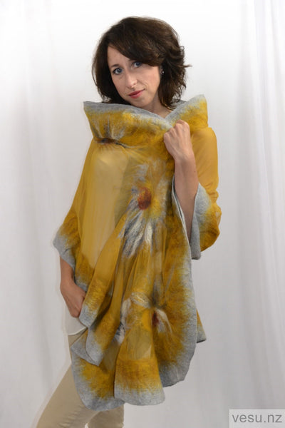 Handmade silk shawl Honey  4365