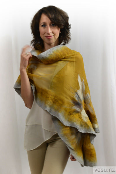 Handmade silk shawl Honey  4365