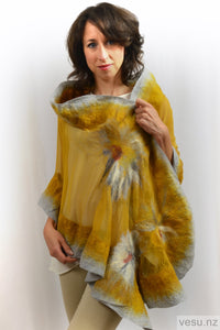 Handmade silk shawl Honey  4365