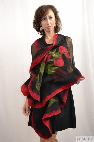 Silk shawl to dress handmade with merino wool 4397