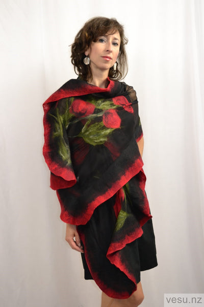 Silk shawl to dress handmade with merino wool 4397