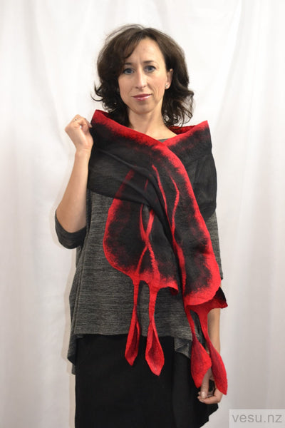 Black and red classic silk scarf 4405