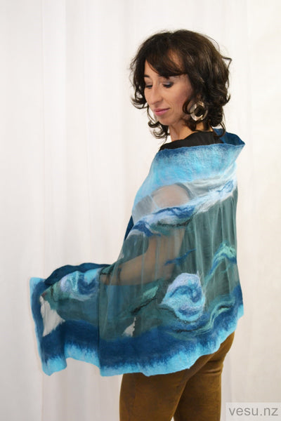 Silk scarf for evening creations turquoise 4418