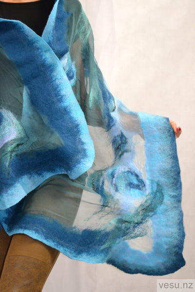 Silk scarf for evening creations turquoise 4418