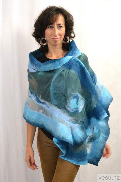 Silk scarf for evening creations turquoise 4418