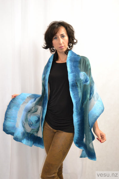 Silk scarf for evening creations turquoise 4418