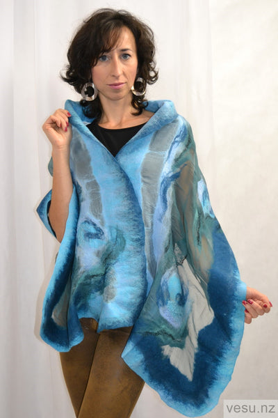 Silk scarf for evening creations turquoise 4418