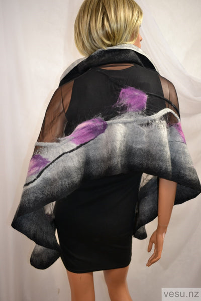 Silk scarf for evening creations gray and black 4466