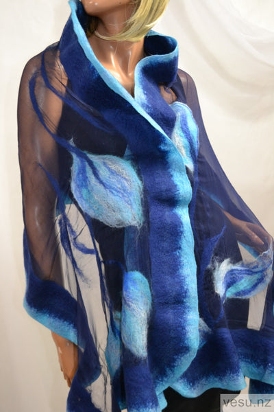 blue silk shawl handmade