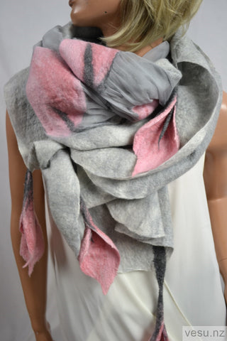 Light gray silk shawl with merino wool 4470