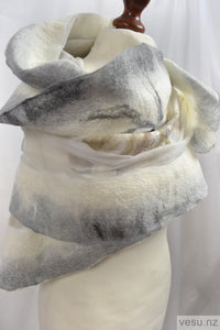 White silk shawl with gray shadow 4513