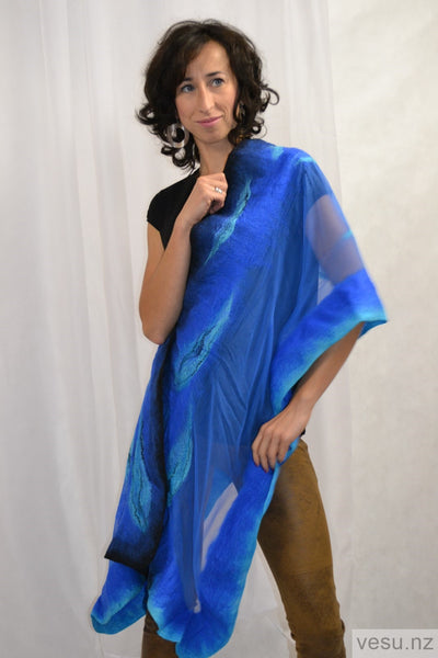 Blue and turquoise silk shawl 4520