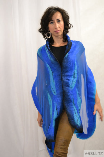 Blue and turquoise silk shawl 4520