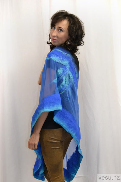 Blue and turquoise silk shawl 4520