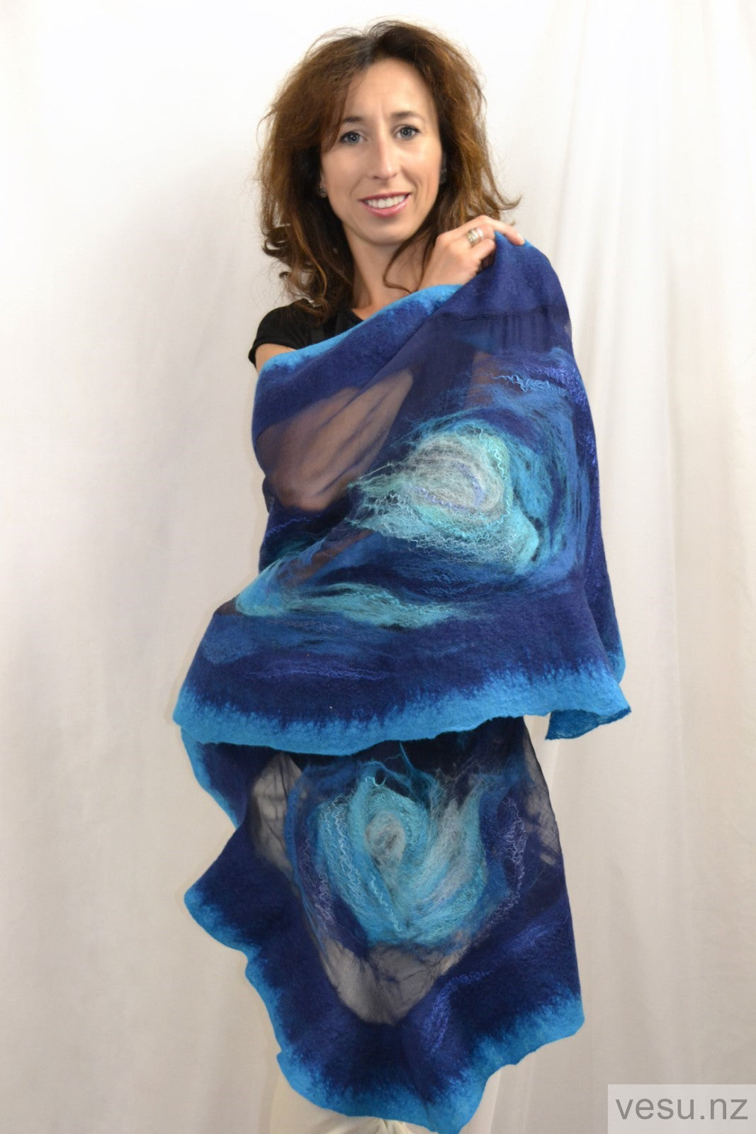 blue silk shawl handmade