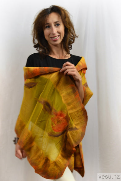 Honey silk shawl with merino wool 4535