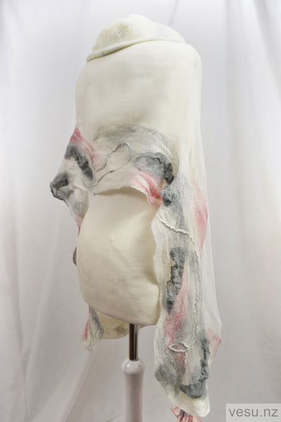 Hanging flowers, white silk shawl 4589