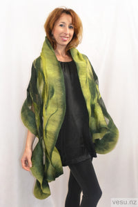 Felted merino wool on silk